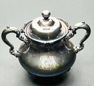 Vintage Sugar Bowl With Lid Silver Plated Meriden Britannia Co Monogrammed 2027