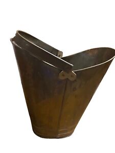 Vintage Brass Fireplace Wood Ash Bucket 13 Tall India