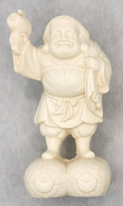 Vintage Japanese Carved Resin Beige God Of Blessing Mahakala 3 5 U189