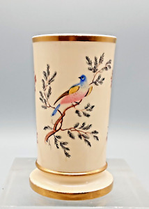 Antique English Porcelain Spode Hand Painted Bird Decorated Spill Vase C1825