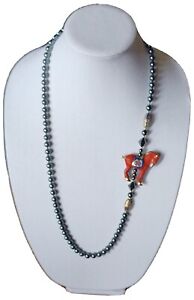 Vintage Chinese Horse Cloisonne Enamel Hematite Beads Necklace 1940s
