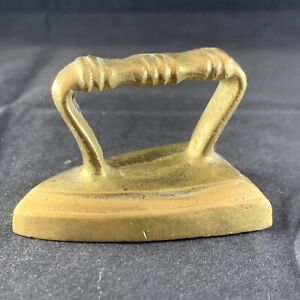 Vintage Miniature Sad Iron Cast Brass Paperweight Decor