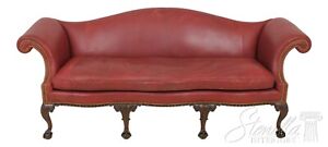 57882ec Kittinger Colonial Williamsburg Clawfoot Mahogany Leather Sofa