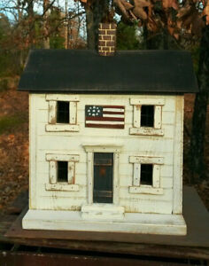 Functional Birdhouse Americana Birdhouse Primitive Birdhouse Lighted House