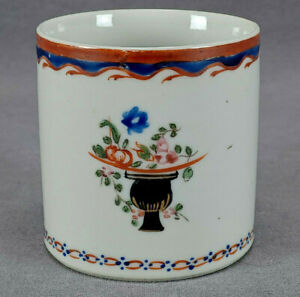 Late 18th Century Chinese Export Porcelain Hand Painted Floral Urn Coffee Can