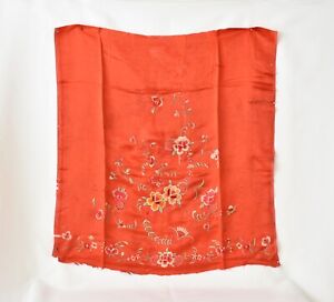Antique Vintage Chinese Embroidery Embroidered Textile Fabric Panel