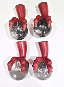 Vintage Antique Lot Of 4 Large 3 Glass Ball Cast Iron Claw Foot Feet Table Legs