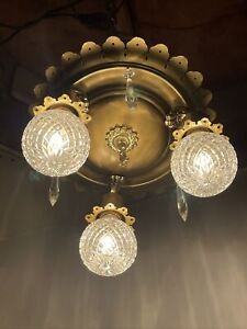11 Antique Vtg Arts Crafts Deco Flush Mount Ceiling Light Fixture 1920s 30 40