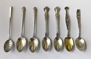 Vintage 7 Different Coffee Demitasse Spoons Sterling Silver 70 Grams Not Scrap