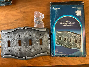 Vtg Amerock Carriage House Light Switch Toggle Plate Cover 4 Quad Silver Nos D2