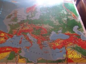 Vtg Pull Down Classroom Map Europe Rand Mcnally Randmark Iii Polyethylene