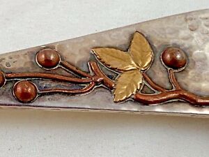 Whiting Aesthetic Mixed Metal Sterling Preserve Spoon With Leaves Berries 1880