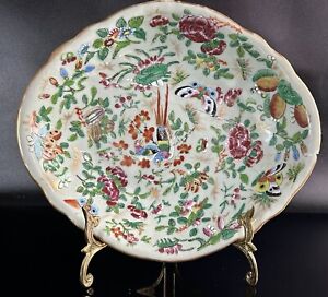 Antique Chinese Export Celadon Famille Rose Dish 10 75 C1850 Repaired