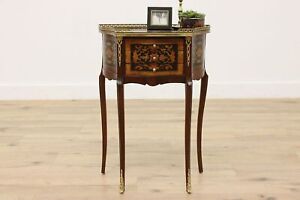 French Design Vintage Rosewood Demilune Nightstand Marquetry 48255