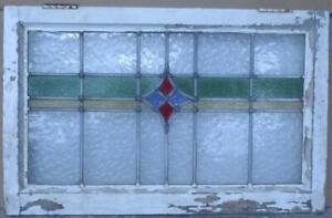 Old English Leaded Stained Glass Window Transom Simple Geometric 28 3 4 X 18 1 4