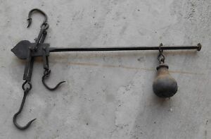 Antique Iron W H S Warranted Steelyard 100 Lb Scale Vintage Primitive Tool