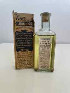 Full Cork Top Antique Dewitt S Golden Liniment Druggist Apothecary Bottle W Box