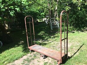 Vintage Industrial Steam Punk Cart Hotel Airlines Train Carry Luggage Shelf