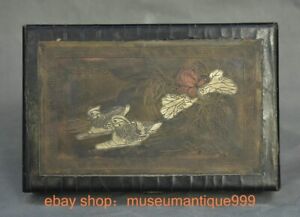 9 2 Ancient Chinese Wood Lacquerwork Mandarin Duck Jewel Casket Jewellery Box