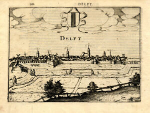 Antique Print Delft Netherlands Guicciardini 1613