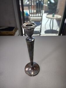 One Vintage Crown Sterling Silver Weighted 10 Tall Candlestick Tapered Stem