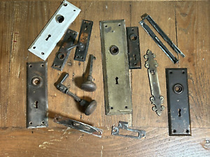 Antique Lot Of Old Door Hardware Faceplates Knobs Etc As Is 