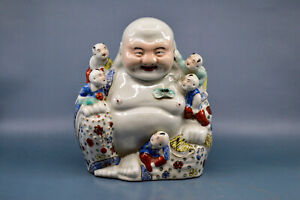 Antique Chinese Porcelain Happy Buddha Statue 9 5 Inches Tall