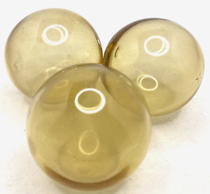  1 Lot Of 3 Amber Japanese Hand Blown Glass Fishing Net Float Ball Buoy 2 5 