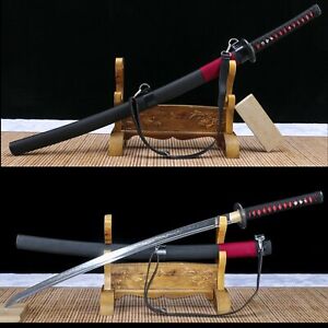 Black Sharp Clay Tempered T10 Steel Japanese Samurai Katana Sword Sharp Cut
