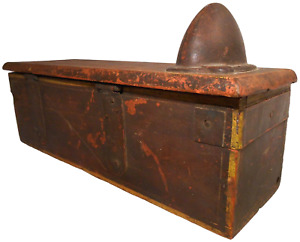 Mid 19th C American Prmtv Antique Shoe Cobbler S Lthr Rpr Pntd Wd C I Tool Box