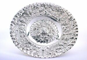 5 1 2 Inch Vintage Aztec Calendar Sterling Silver Wall Plaque Dish Plate As131