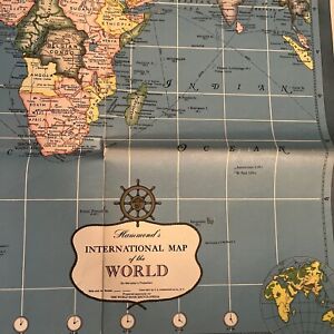 Hammond S International Wall Map Of World 1950s Mercators Projection 33x50