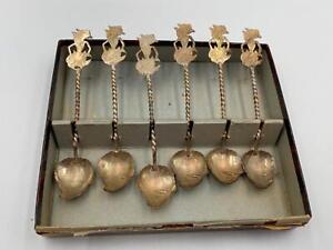 Set Of 6 Siam 800 Fine Sterling Silver Figural Spoons