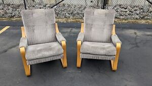 Pair Of Alvar Aalto Style Bentwood Lounge Chairs