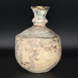 Large Ancient Roman Glass Bottle Vase With Patina Circa 1st 2nd Century Ad
