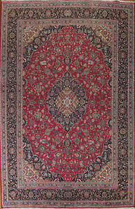 Traditional Red Kashmar Floral Vintage Area Rug 10x13 Wool Hand Knotted Carpet