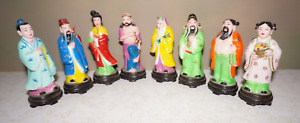 Vintage 8 Chinese Immortals Taoist Deities 4 Plastic Figures