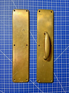 Vintage Brass Door Pull Handle Push Plate Detroit 15 X 3 1 2 Old School