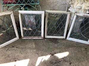Lot Of Five Antique Leaded Glass Windows 15 X20 