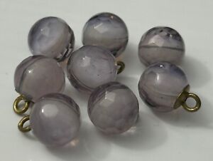 8 Small Vintage Ball Shaped Light Purple Clear Glass Buttons 4514