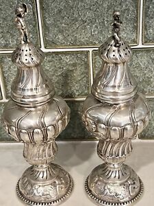 Magnificent Repousse 800 Germany Silver Shakers Figural Finials Children Theme
