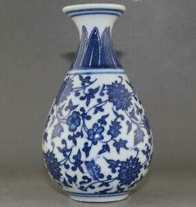 Rare Blue And White Porcelain Flower Vase Of Chinese Antique Ss