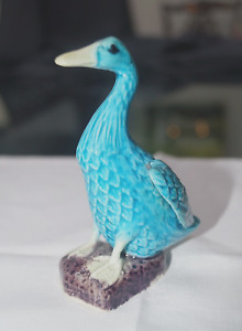 Antique Chinese Ceramic Turquoise Duck Figurine