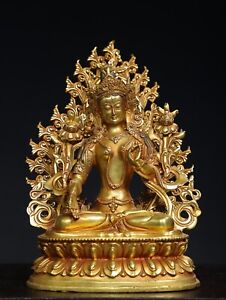 10 Tibet Buddhism Temple Bronze Gilt Tara Kwan Yin Guanyin Goddess Buddha Statue