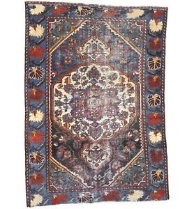 Farmhouse Boho Decor Floral Tribal 4x6 Semi Antique Oriental Rug Handmade Carpet