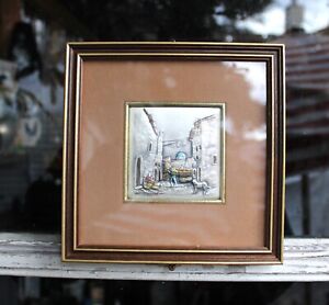 Vtg Sterling Silver Framed Wall Plaque Italian Scenery Made In Italy 2