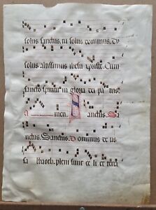 16th Century Antiphonal Music Manuscript On Vellum 19 5 15 Double Sided 1 Page
