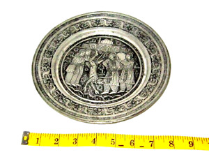 Vtg Persian Silver Plate 8 Charger Plate Handmade Hand Hammered Design Signed