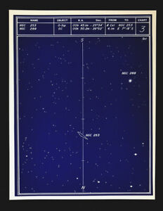 Astronomy Deep Sky Star Chart No 3 Constellation Sculptor Galaxy Sarna Map