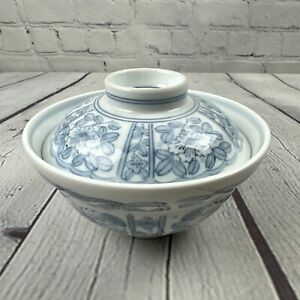 Atq Japanese Arita Ware Hand Painted Porcelain Ceramic Covered Rice Noodle Bowl